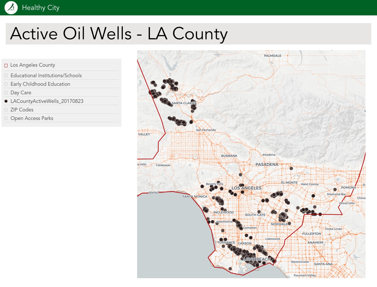 Healthy City Maps - Active Oil Wells - LA County